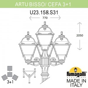 Садово-парковый фонарь FUMAGALLI ARTU BISSO/CEFA 3+1 U23.158.S31.WXF1R