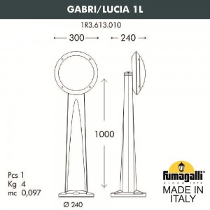 Садовый светильник-столбик FUMAGALLI GABRI/LUCIA 1L 1R3.613.010.LYE27