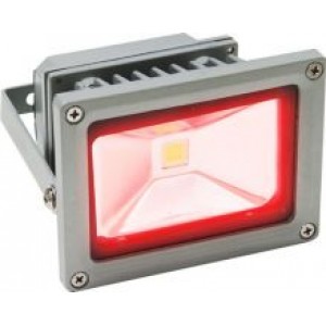 Прожектор квадратный, 1LED/10W-красный 230V серый (IP65) 114*133*88мм, LL-122